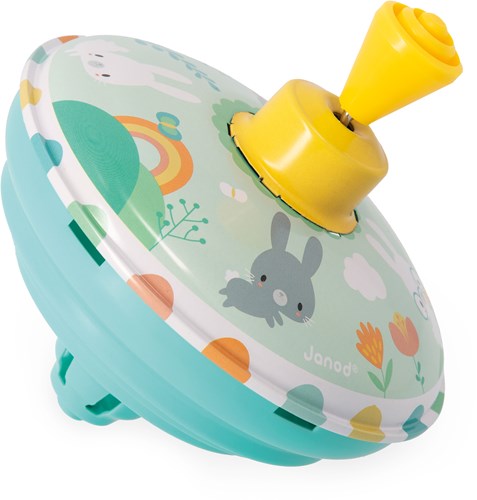 Janod peonza con conejitos - juguete colorido para niños pequeños-3