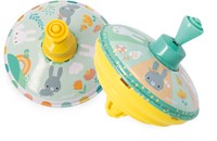 Janod peonza con conejitos - juguete colorido para niños pequeños