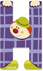 Janod letra H de madera payaso - juguete educativo magnético