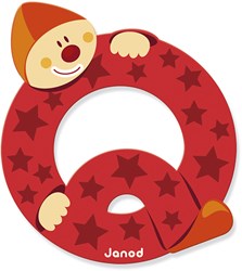 Janod letra de madera Q - Decoración payaso para habitación infantil