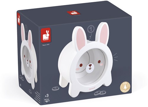 Janod hucha - conejo de madera con ventana transparente para niños-2