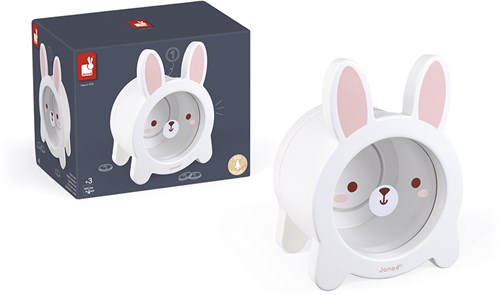 Janod hucha - conejo de madera con ventana transparente para niños-3