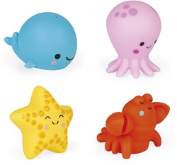 Janod juguete de baño - figuras rociadoras de animales marinos para el baño - coloridas y duraderas