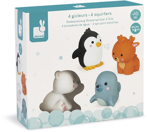 Janod juguete de baño - figuras de animales polares que salpican - juguete acuático colorido-2