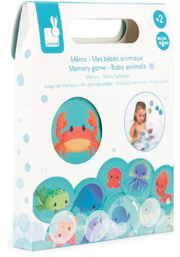 Janod juguete de baño - juego de memoria animales bebé - animales flotantes-3