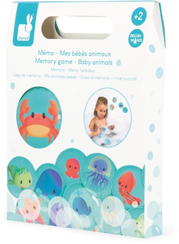 Janod juguete de baño - juego de memoria animales bebé - animales flotantes-2
