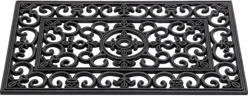 HQ felpudo de goma anticuado French Lily negro 45x75cm alfombra entrada