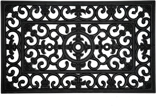 HQ felpudo de goma anticuado French Lily negro 45x75cm alfombra entrada-2