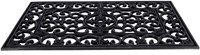 HQ felpudo de goma anticuado French Lily negro 45x75cm alfombra entrada-3