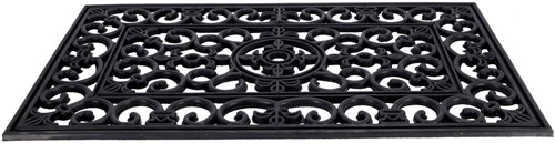 HQ felpudo de goma anticuado French Lily negro 45x75cm alfombra entrada-3