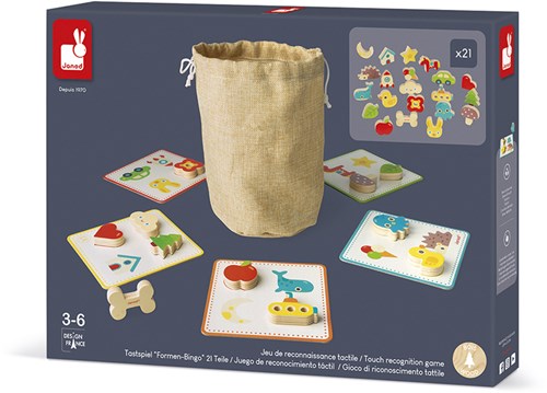 Janod juego educativo de madera - juego de memoria táctil para niños-2