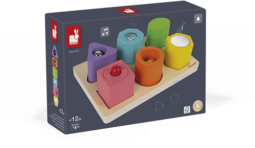 Janod puzzle de madera con formas - juguete sensorial para niños-2