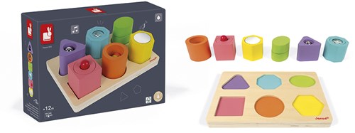 Janod puzzle de madera con formas - juguete sensorial para niños-3