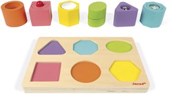 Janod puzzle de madera con formas - juguete sensorial para niños