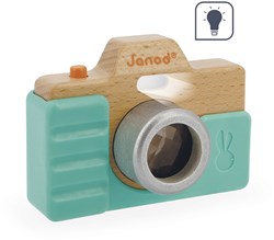 Janod cámara de juguete de madera con sonido y flash - para niños