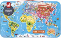 Janod Pizarra magnética mapa mundial - Juguete educativo de madera inglés-2