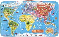 Janod Pizarra magnética mapa mundial - Juguete educativo de madera inglés-3