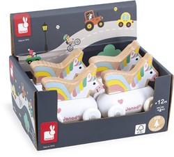 Janod coche unicornio de madera - juguete imaginativo para niños