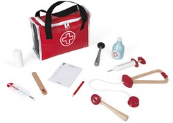 Janod - Maletín de doctor juguete de madera con accesorios - kit médico infantil