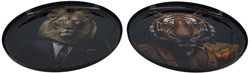 Bandeja metal negro estampado animal - decoración estilo jungla Ø28cm