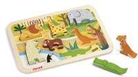Janod puzzle de madera animales del zoológico - puzzle chunky 7 piezas
