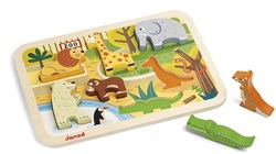 Janod puzzle de madera animales del zoológico - puzzle chunky 7 piezas