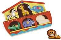 Janod puzzle de madera con perillas El arca de Noé - 6 piezas - juguete educativo