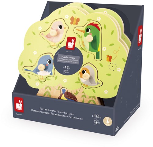Janod puzzle musical pájaros - puzzle juguete educativo de madera-3