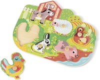 Janod puzzle de madera animales de granja - puzzle con perillas 6 piezas-3