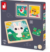 Janod set de rompecabezas - puzzles de animales de madera - 3 puzzles de 9 piezas-2