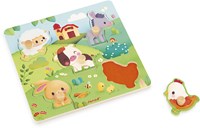 Janod puzzle de madera granja - puzzle táctil y educativo para niños-2