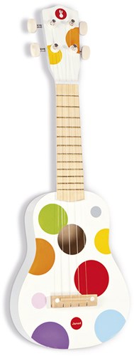 Janod Confetti - Ukelele para niños - Instrumento musical de madera colorido