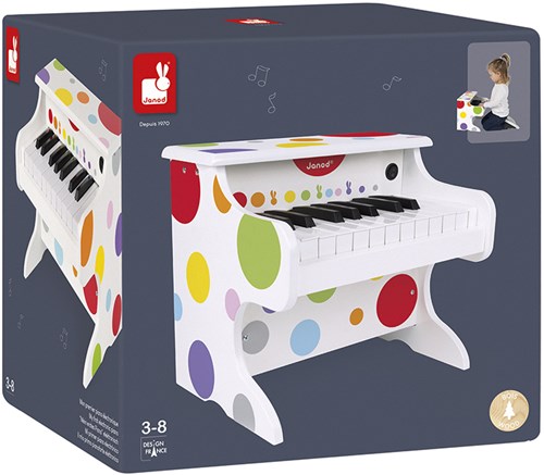 Janod Confetti - Teclado electrónico de madera para niños - 18 teclas - Juguete musical-2