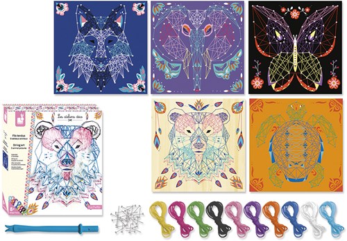 Janod set creativa animales - Juguete creativo con hilos y clavos-2
