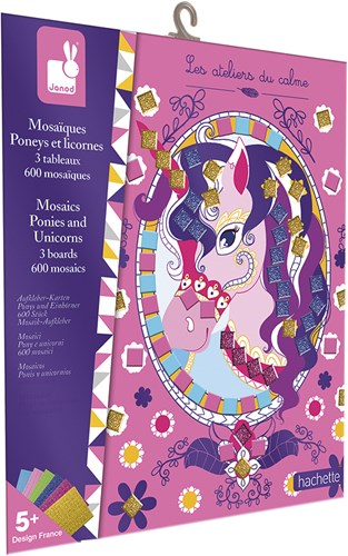 Janod Atelier - Mosaico de pegatinas de espuma caballos y unicornios