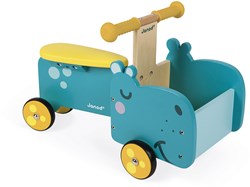 Janod bicicleta de carga de madera hipopótamo - correpasillos con almacenamiento