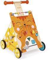 Janod andador de madera gato - carro de actividades para bebés-3