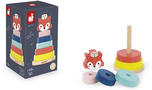 Janod torre apilable de madera zorro - Baby Forest - juguete colorido-3