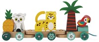 Janod Tropik - Tren de arrastre de madera Tropen Express - Juguete educativo