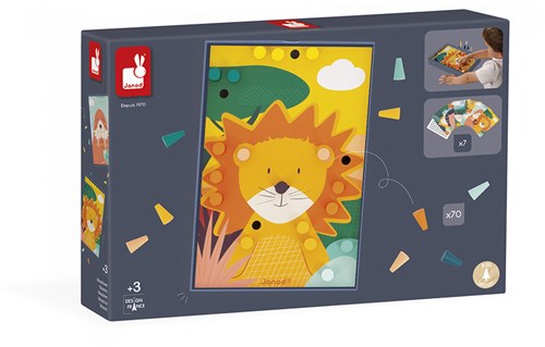 Janod juguete educativo de mosaico de madera - set de mosaicos coloridos-2