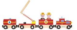 Janod tren de bomberos de juguete - tren de madera para niños