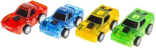 Auto pull-back coche de juguete transparente vehículo de carreras colorido