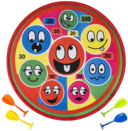 Juego de dardos caras sonrientes diana colorida niños seguro