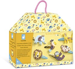 Janod set creativo horquillas - animales exóticos con purpurina - juguete creativo