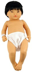 Muñeco bebé niño 52 cm muñeca de vinilo con pelo y pañal - juguete realista