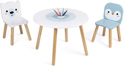 Janod mesa de madera y 2 sillas - set de juego Polar para niños