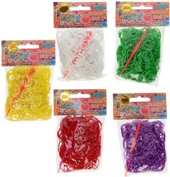 Loombands perfumados verdes 300 piezas con gancho y S-clips juguete creativo