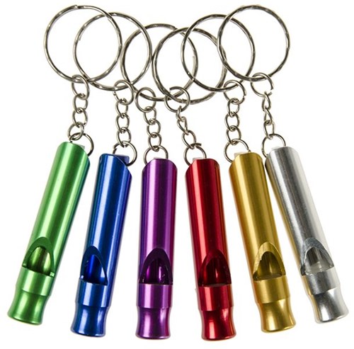 Llavero silbato metal negro - juguete gadget para niños