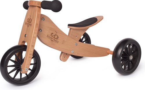 Kinderfeets Bicicleta de equilibrio de madera 2 en 1 y triciclo desde 1 año Tiny Tot - Bambú-2