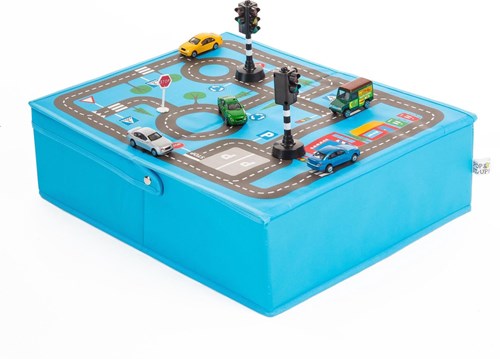 Pop-it-Up Garage caja de almacenamiento - Caja de juguetes y alfombra de juego - Para coches y otros juguetes-2
